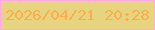 文字の大きさ：3、枠の色：ffa9e5、背景の色：e6d480、文字の色：fbae4e 無料ブログパーツのブログ時計