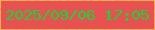 文字の大きさ：3、枠の色：ffaf48、背景の色：e85052、文字の色：0adc35 無料ブログパーツのブログ時計