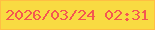 文字の大きさ：1、枠の色：ffbe43、背景の色：f9db42、文字の色：f45850 無料ブログパーツのブログ時計