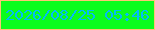 文字の大きさ：2、枠の色：ffc475、背景の色：0bfd1d、文字の色：02bbf7 無料ブログパーツのブログ時計