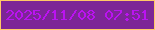 文字の大きさ：4、枠の色：ffc966、背景の色：7d2596、文字の色：bb13f0 無料ブログパーツのブログ時計