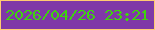 文字の大きさ：1、枠の色：ffcb71、背景の色：7f38a7、文字の色：3ed30e 無料ブログパーツのブログ時計