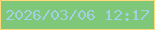 文字の大きさ：5、枠の色：ffd97a、背景の色：7fc879、文字の色：a2cfe2 無料ブログパーツのブログ時計