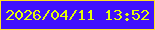 文字の大きさ：3、枠の色：ffe121、背景の色：4111fd、文字の色：e4ff06 無料ブログパーツのブログ時計
