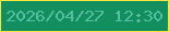 文字の大きさ：3、枠の色：ffe53d、背景の色：138f5f、文字の色：54c0a1 無料ブログパーツのブログ時計