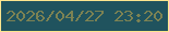 文字の大きさ：3、枠の色：ffe58e、背景の色：20535e、文字の色：7c8253 無料ブログパーツのブログ時計