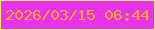 文字の大きさ：1、枠の色：ffe76a、背景の色：e634ee、文字の色：ffa422 無料ブログパーツのブログ時計