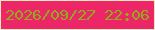 文字の大きさ：5、枠の色：ffeabe、背景の色：ed2767、文字の色：93ab19 無料ブログパーツのブログ時計