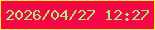 文字の大きさ：2、枠の色：ffed3d、背景の色：f50645、文字の色：a3ee7f 無料ブログパーツのブログ時計