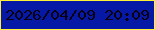 文字の大きさ：2、枠の色：fff035、背景の色：0519a6、文字の色：0b0012 無料ブログパーツのブログ時計