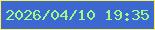 文字の大きさ：2、枠の色：fff056、背景の色：3d67d1、文字の色：9cfd81 無料ブログパーツのブログ時計