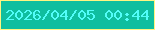 文字の大きさ：4、枠の色：fff481、背景の色：0fbe9f、文字の色：52fdf9 無料ブログパーツのブログ時計