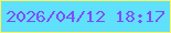 文字の大きさ：2、枠の色：fff55d、背景の色：5fe0fb、文字の色：7e4ef9 無料ブログパーツのブログ時計