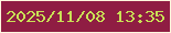 文字の大きさ：1、枠の色：fff7de、背景の色：8f1d43、文字の色：c9e156 無料ブログパーツのブログ時計