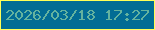 文字の大きさ：3、枠の色：fffe57、背景の色：026c94、文字の色：64b39f 無料ブログパーツのブログ時計