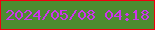 文字の大きさ：5、枠の色：f0000f、背景の色：4d8c30、文字の色：cc35ed 無料ブログパーツのブログ時計